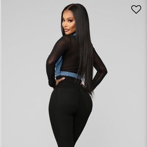 Fashion Nova Tops - Fashion Nova Denim And Mesh Bodysuit Fashion Nova Tops - Fashion Nova Denim And Mesh Bodysuit